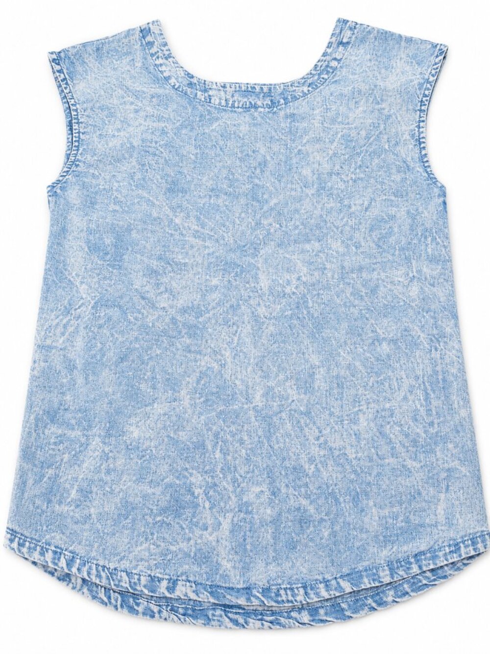 Light Blue Acid-Wash Denim Sleeveless Top Size M | Open To Offer